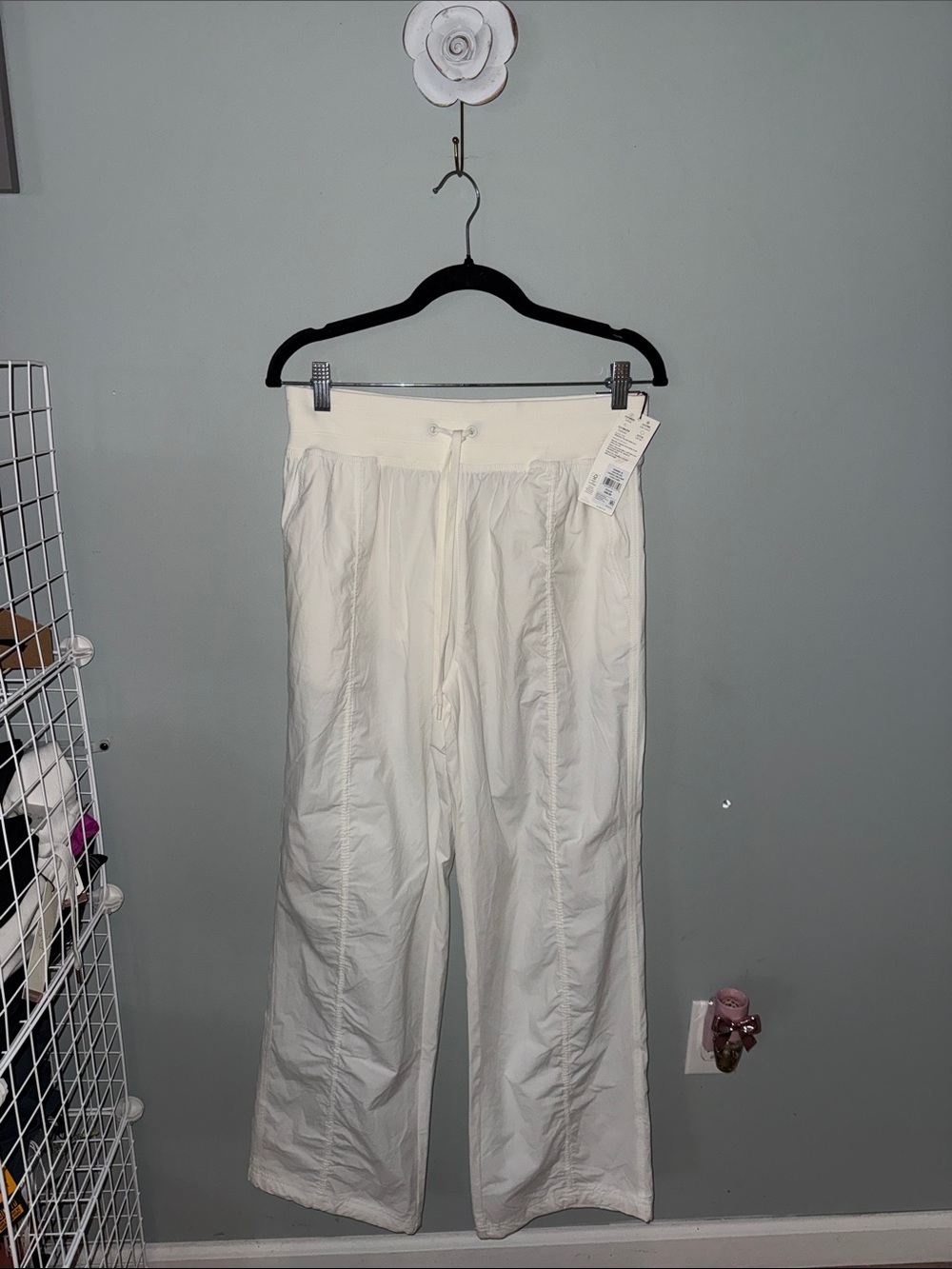 Calista White Wide-Leg Drawstring Pants